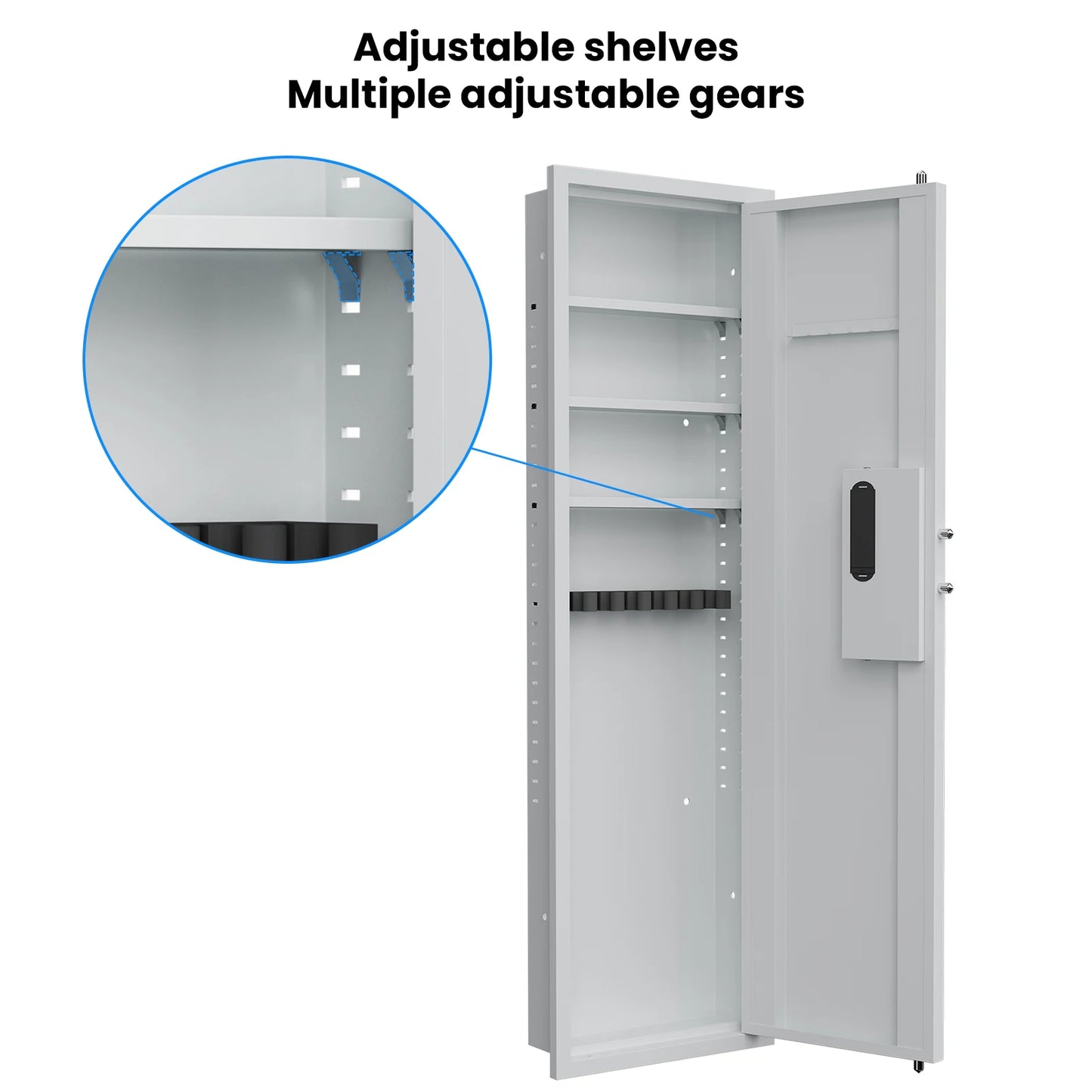 Beach Camp 53"Password Touch Panel In-Wall Safe White Digital FCJ Multifunctional Wall Safe for Firearms Valuables Hidden Gun Safe