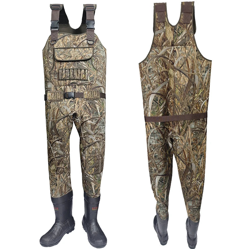Beach Camp Neoprene Wader Custom Fly Fishing Chest Waders Waist Pack Belt Reed Pattern Camo Duck Hunting