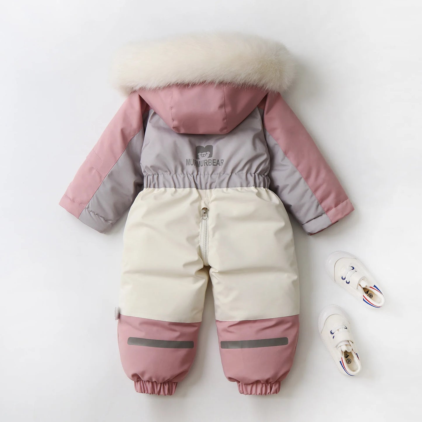 2025 Winter New Cross-Border Children's Jumpsuit Hooded Plus Velvet Padded Ski Suit with Zipper Closure for Baby Climbing