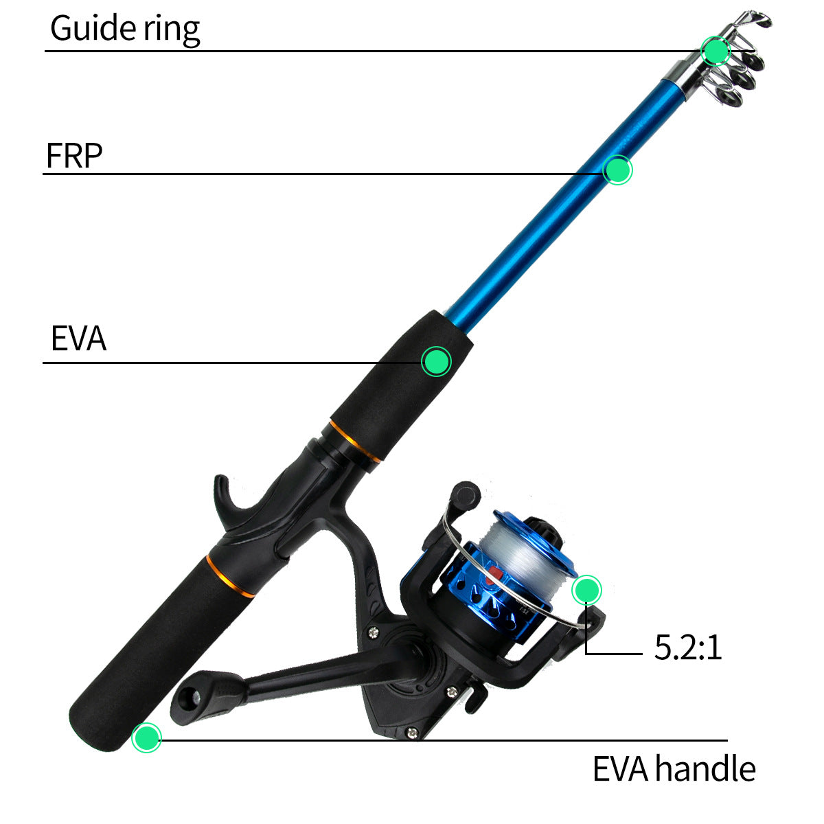 Fishing rod full routine, sub rod set, long-range sea fishing, gun handle, rod wheel, soft bait, fishing hook, line fishing gear