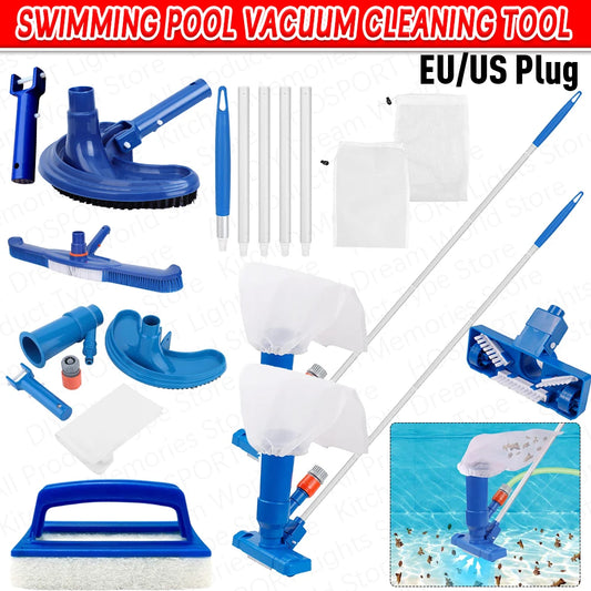 Beach Camp Swimming Pool Vacuum Cleaning Tool Pool Vacuum Cleaner Set for Spring Outdoor Cleaning Skimmer Brush Pool Tool with EU US Plug