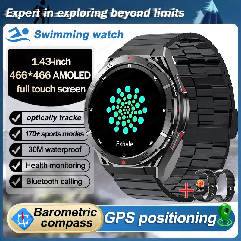 Beach Camp Swim Smartwatch Outdoor GPS Watch Sports Fitness Tracker Health Military Waterproof Watch BT5.3 Call Smart Watch for Android iOS