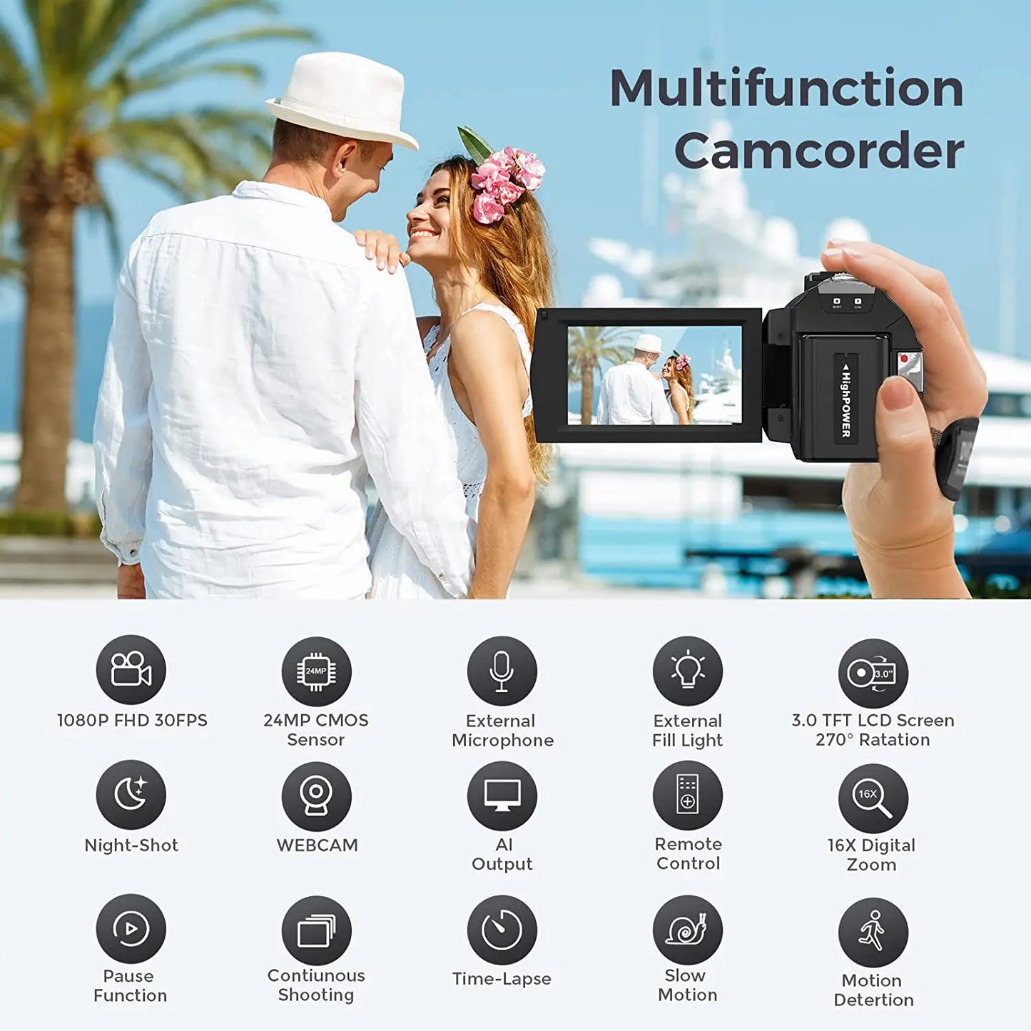 Beach Camp Digital Camera Photographic Cameras With 3.0 Inch Rotating Screen Professional Photo Camera Hd Video Kids Cameras  For Home