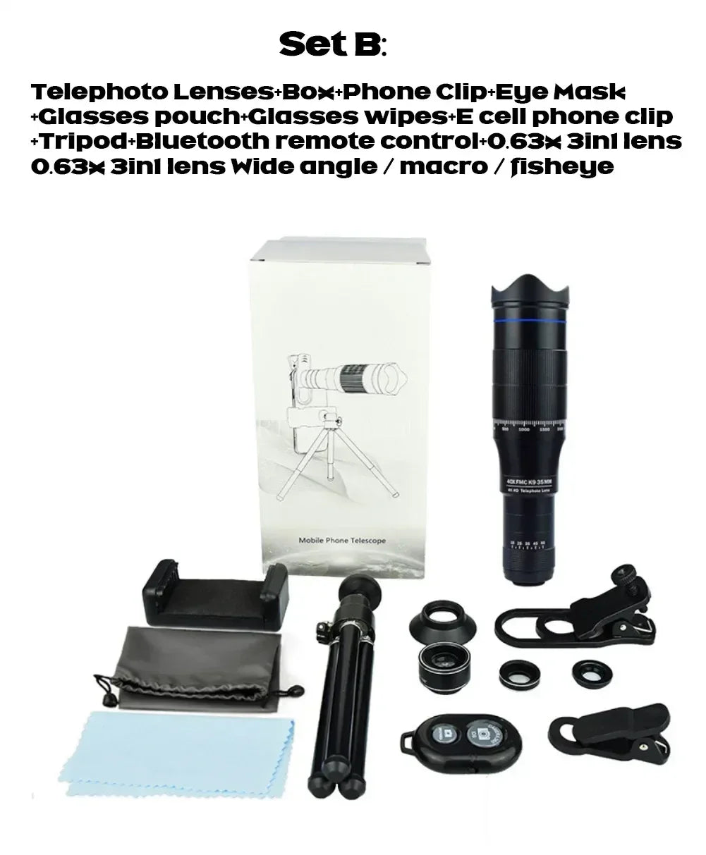Beach Camp Professional Telescope Monocular HD 40X Zoom Phone Lens Camera Telephoto With Tripod Metal Telescope For Tourism Camping