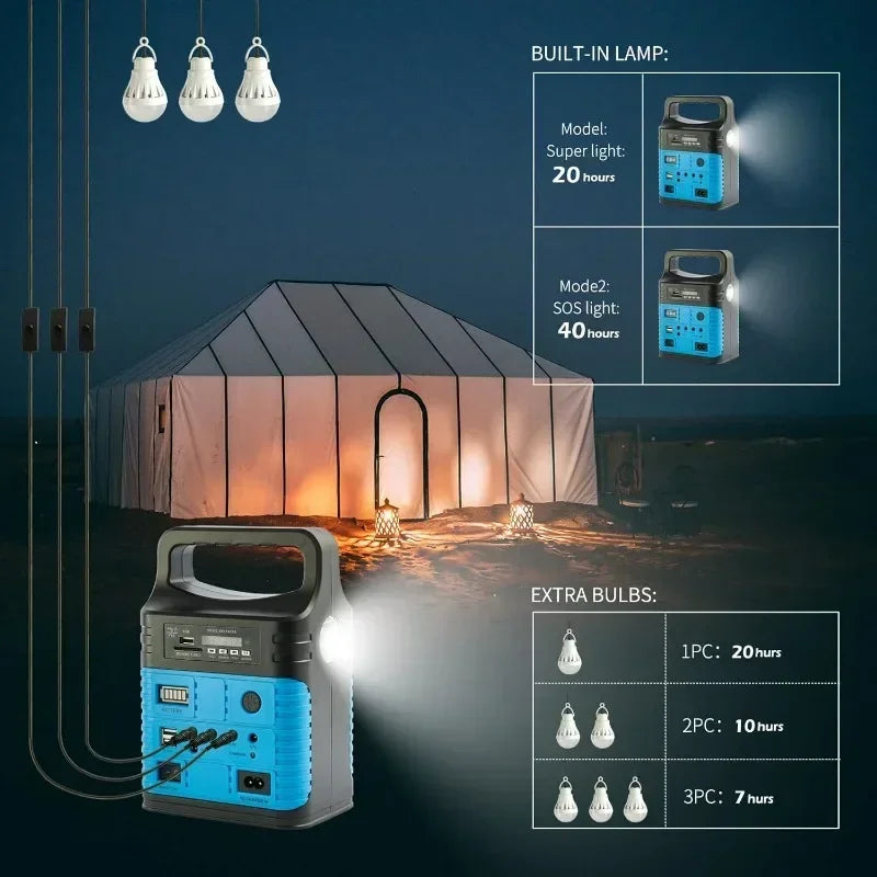 Beach Camp Portable Power Station  7500mAh Solar Mini Generator for Outdoor Camping Emergency Fishing Travel Party Trip with USB DC Outlet
