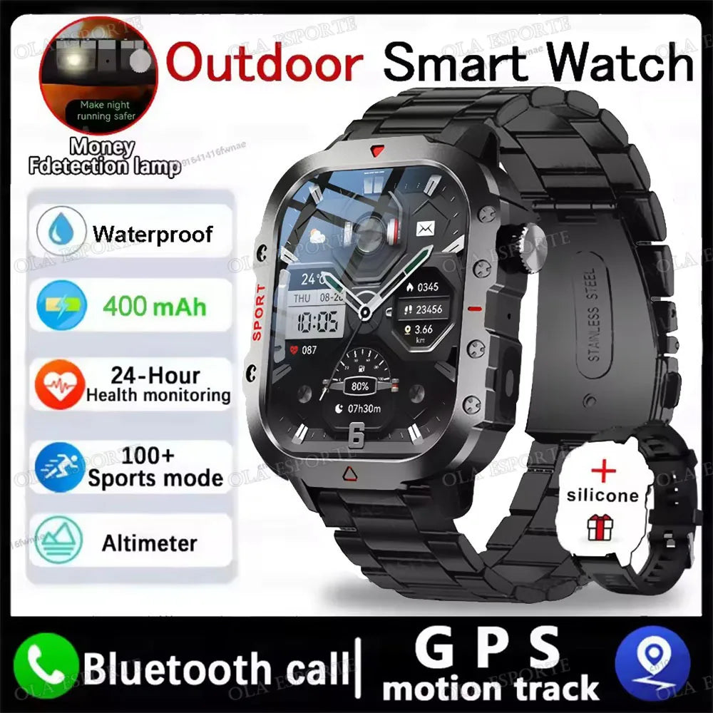 Beach Camp 2025 New LED Men's Smartwatch Bluetooth Talking Smartwatch Multi Sport Mode Health Monitor Outdoor Sport Smart Watch For Android