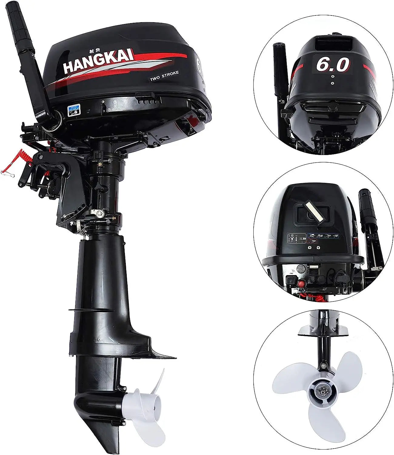 Beach Camp 18HP 2 Stroke Outboard Motor, Fishing Boat Engine Water Cooling 246CC Heavy Duty Boat Engine Marine Engine with CDI Ignition