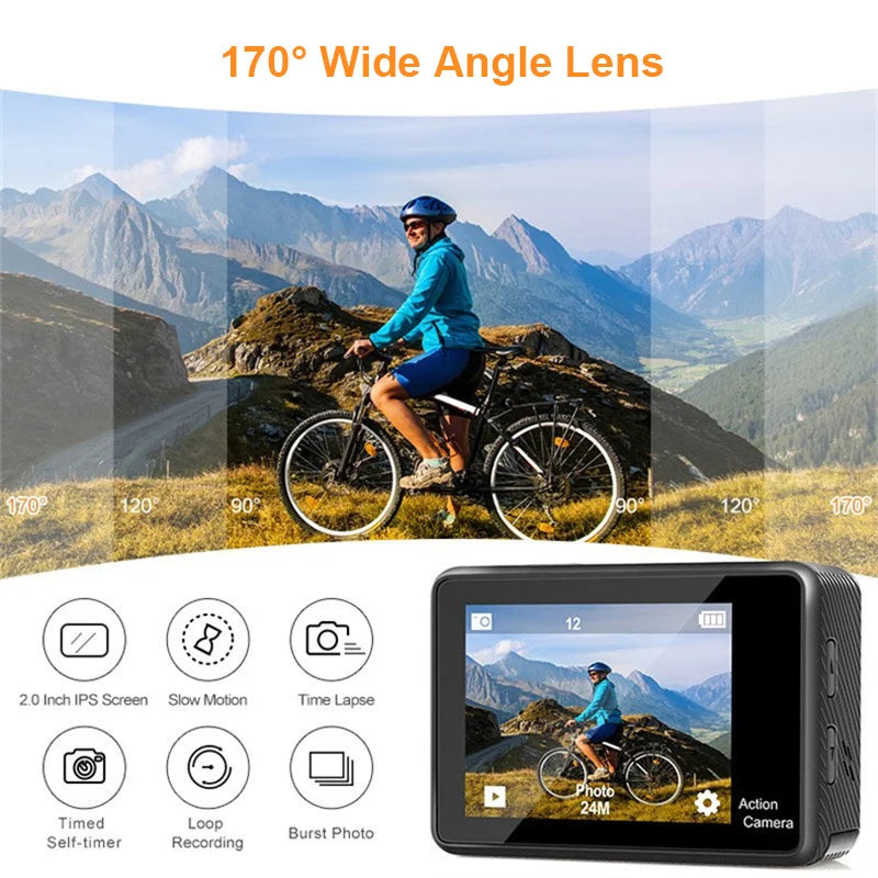 Beach Camp Diving Action Camera 4k Go Pro Bike Digital Cameras Mini Photo Consumer Electronics