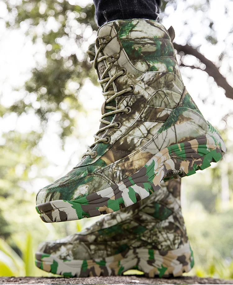 Beach Camp Outdoor Training Men Tactical Boots High-Top Desert Shoes Camouflage Combat  Hiking Boots Camoufcage Military Boots