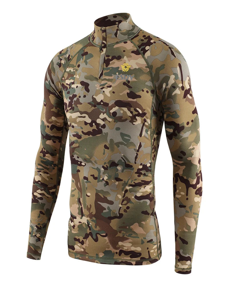 Beach Camp New Outdoor Sports Underwear Camo Training Long-Sleeved Tops + Pants Suit Fitness Camping Army Hiking Hunting Underwear Clothes