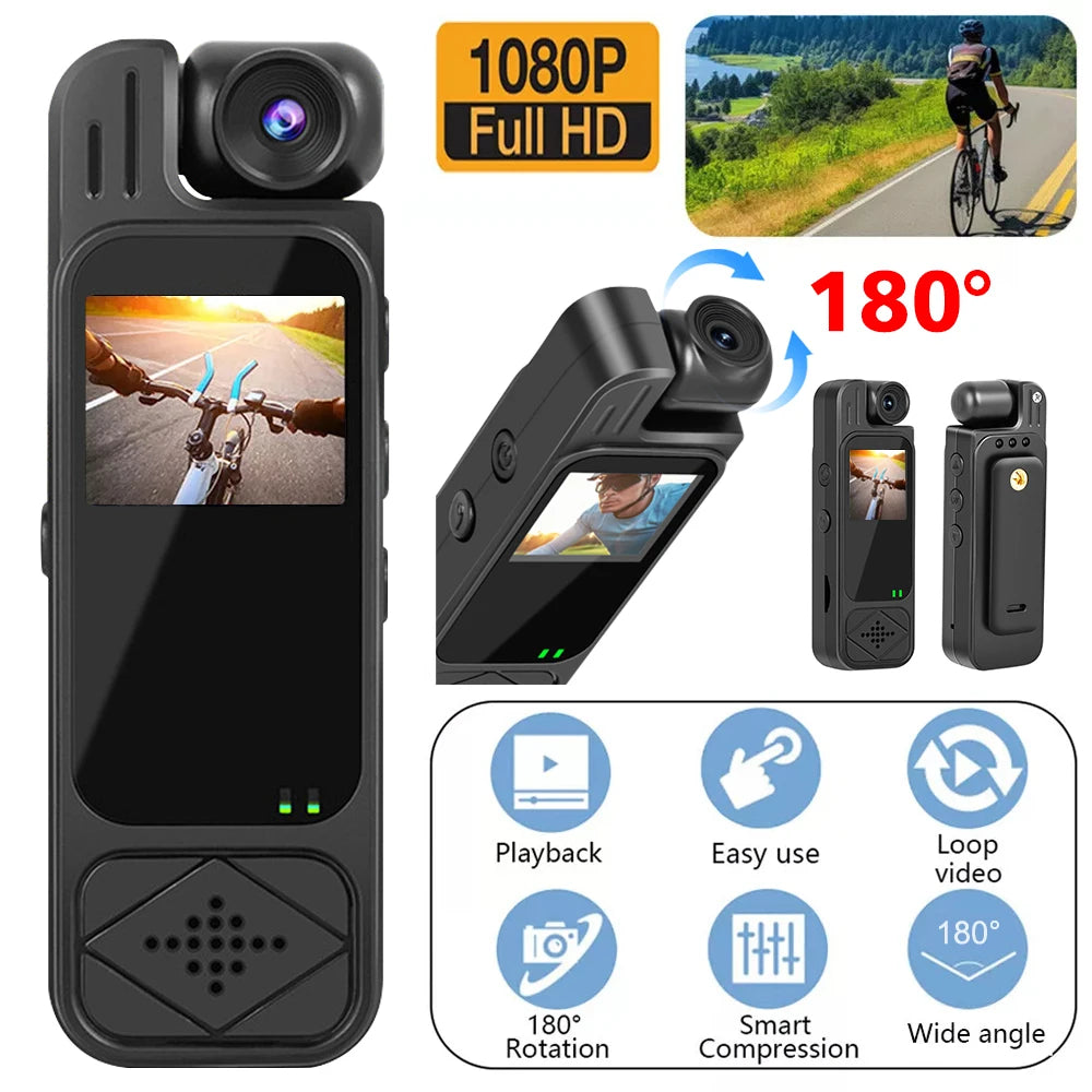 Beach Camp Full HD 1080P Mini Body Camera Body Mounted Camera Night Vision Digital Video Recorder 1.3inch Bodycam Police Camera