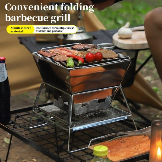 Beach Camp Camping Fire Table Charcoal Barbecue Grill Outdoor Picnic Bonfire Outdoor Portable Folding Barbecue Stove Fire Pit Camping Stove