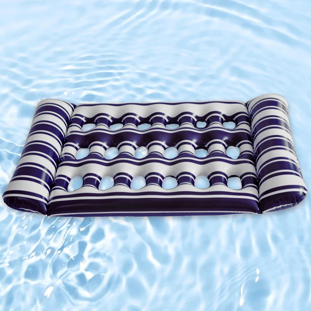 Beach Camp Inflatable Floating Bed PVC Inflatable Water Sleeping Bed Foldable Floating Lounger Air Mattress for Swimming Pool Party