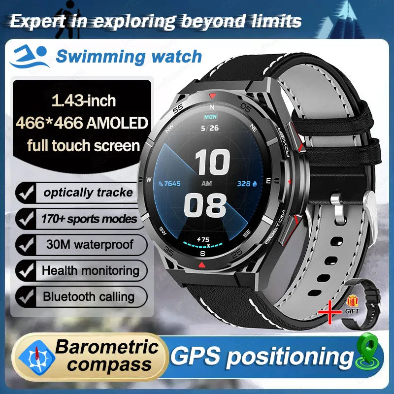 Beach Camp Swim Smartwatch Outdoor GPS Watch Sports Fitness Tracker Health Military Waterproof Watch BT5.3 Call Smart Watch for Android iOS