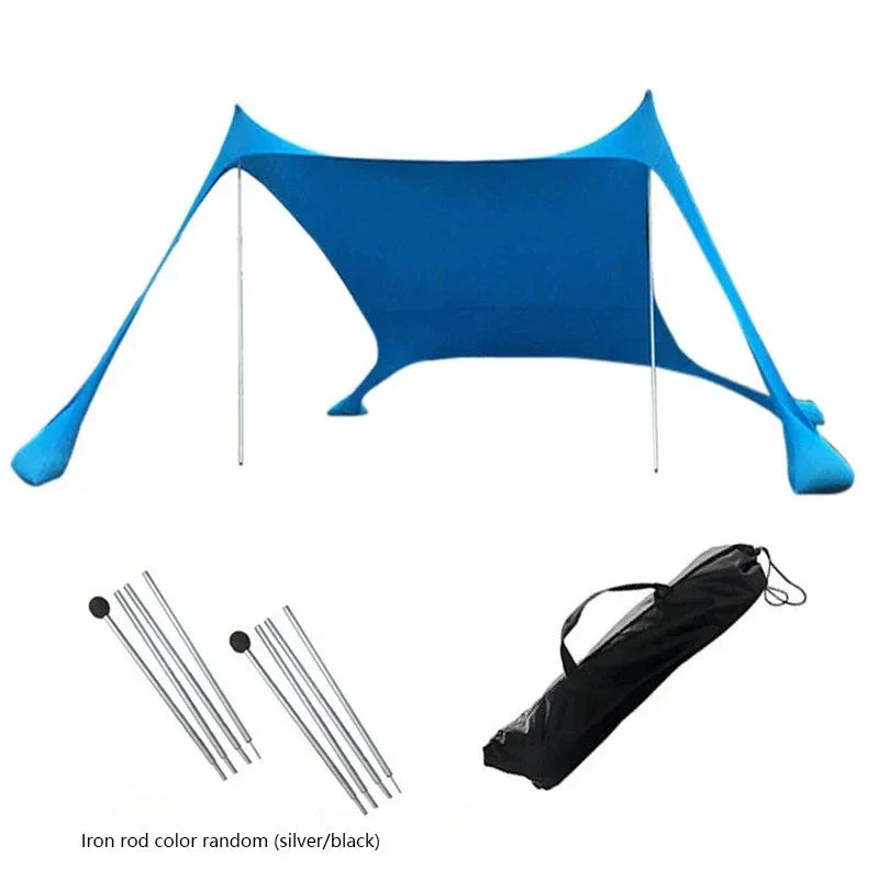 Outdoor Beach Tent Sun Shelter Camping Shades Tents Windproof One-piece Beach Canopy Tents UPF50+ Portable Family Tent
