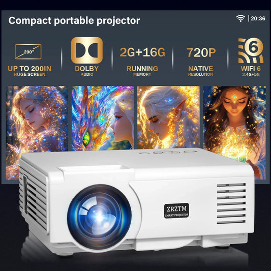 Beach Camp Projector Q54K Outdoor Movie Projector HDMI USB with Durable Construction for Various Environments