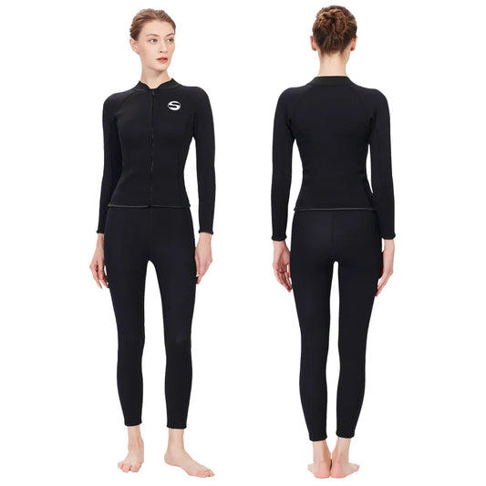 Women's Professional Diving Suit Cold Proof Warm 3mm Neoprene Top Pants Split Suit Ladies Thick Wading Swimming Surfing Wetsuit
