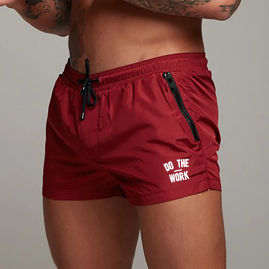 Beach Camp Men's Swimsuit Swim Shorts Summer Casual Beach Board Shorts   for Men Quick Dry Running Surf Fitness Gym Shorts Zipper Pocket