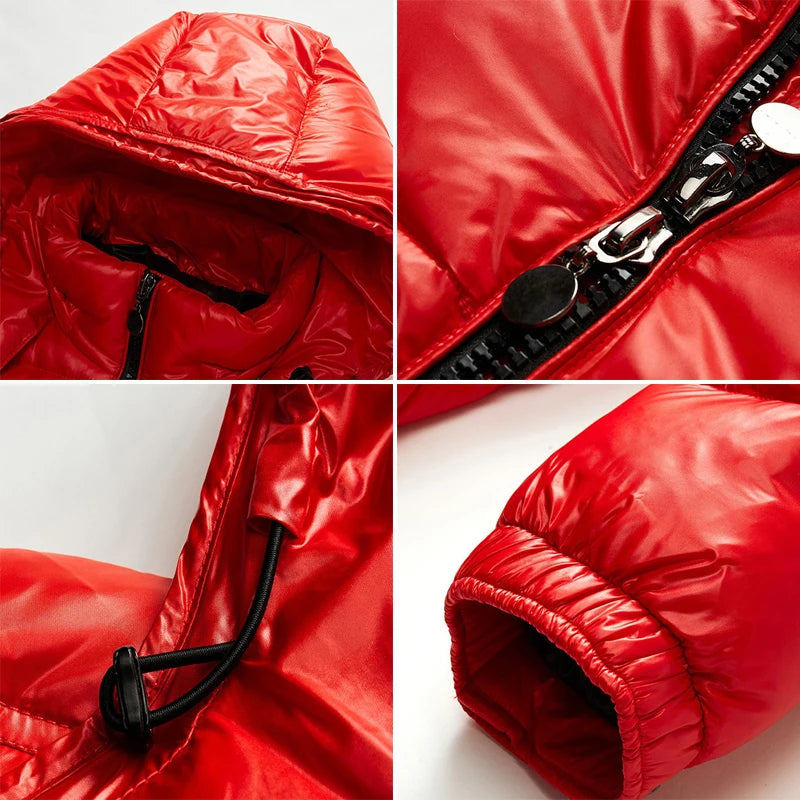 Winter Men's Mountain Ski Warm Parkas Coats Fashion Men Cotton Down Padded Jackets Men Hiking Thermal Windbreaker Hooded Coats