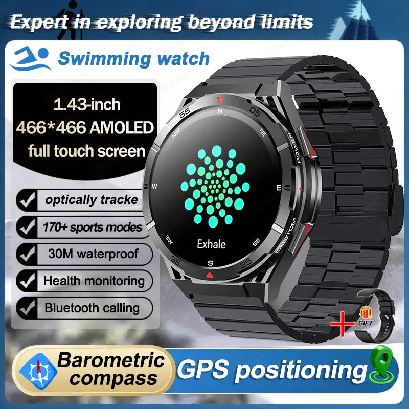 Beach Camp Swim Smartwatch Outdoor GPS Watch Sports Fitness Tracker Health Military Waterproof Watch BT5.3 Call Smart Watch for Android iOS