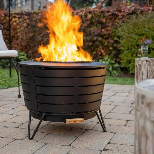 Beach Camp TIKI Smokeless 24.75 in Patio Fire Pit Wood Burning Outdoor Wood Pack Modern Design with Removable Ash Pan and Cover US