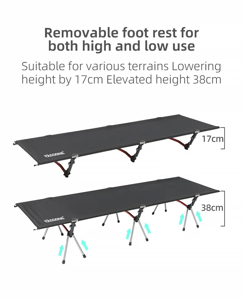 Beach Camp Portable Camping Cot Lightweight Collapsible Sleeping Bed Tourist Hiking Backpacking Folding Tent Bed Outdoor Single Bed