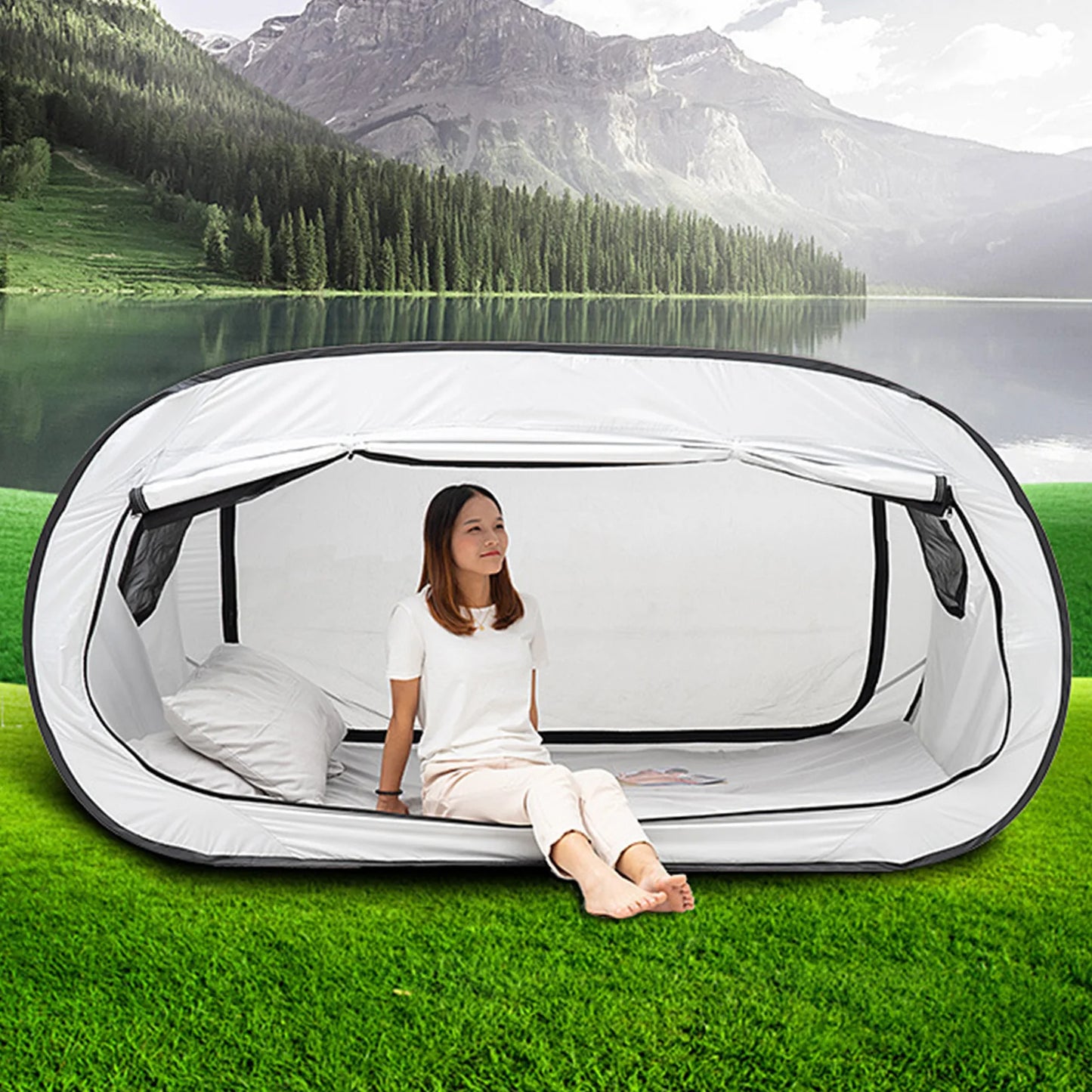 Beach Camp Outdoor Tent, Portable Bed Tent - Ideal for Camping and Dorms with a Foldable Design and Premium Polyester