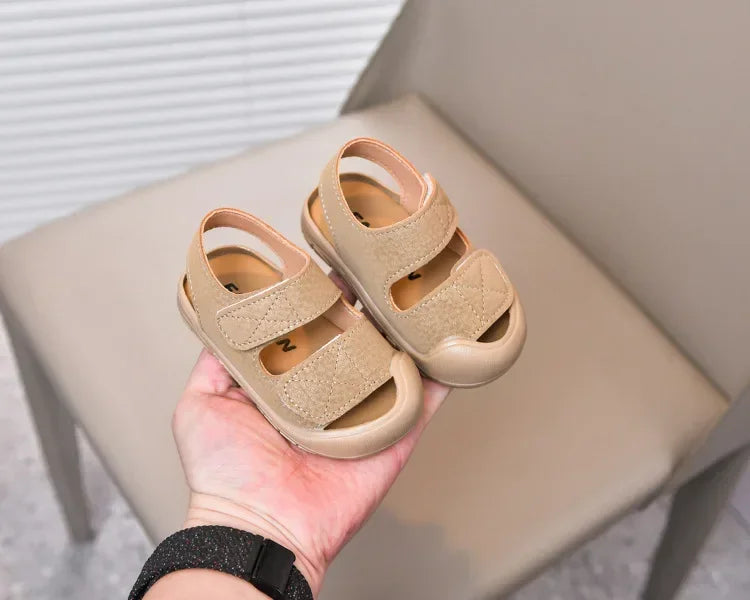 Baby Beach Shoes Toes Capped Anti-kicked Toddler Kids Walking Shoes Non-slip Soft Sole 2025 Summer Boys Girls Sandals Versatile