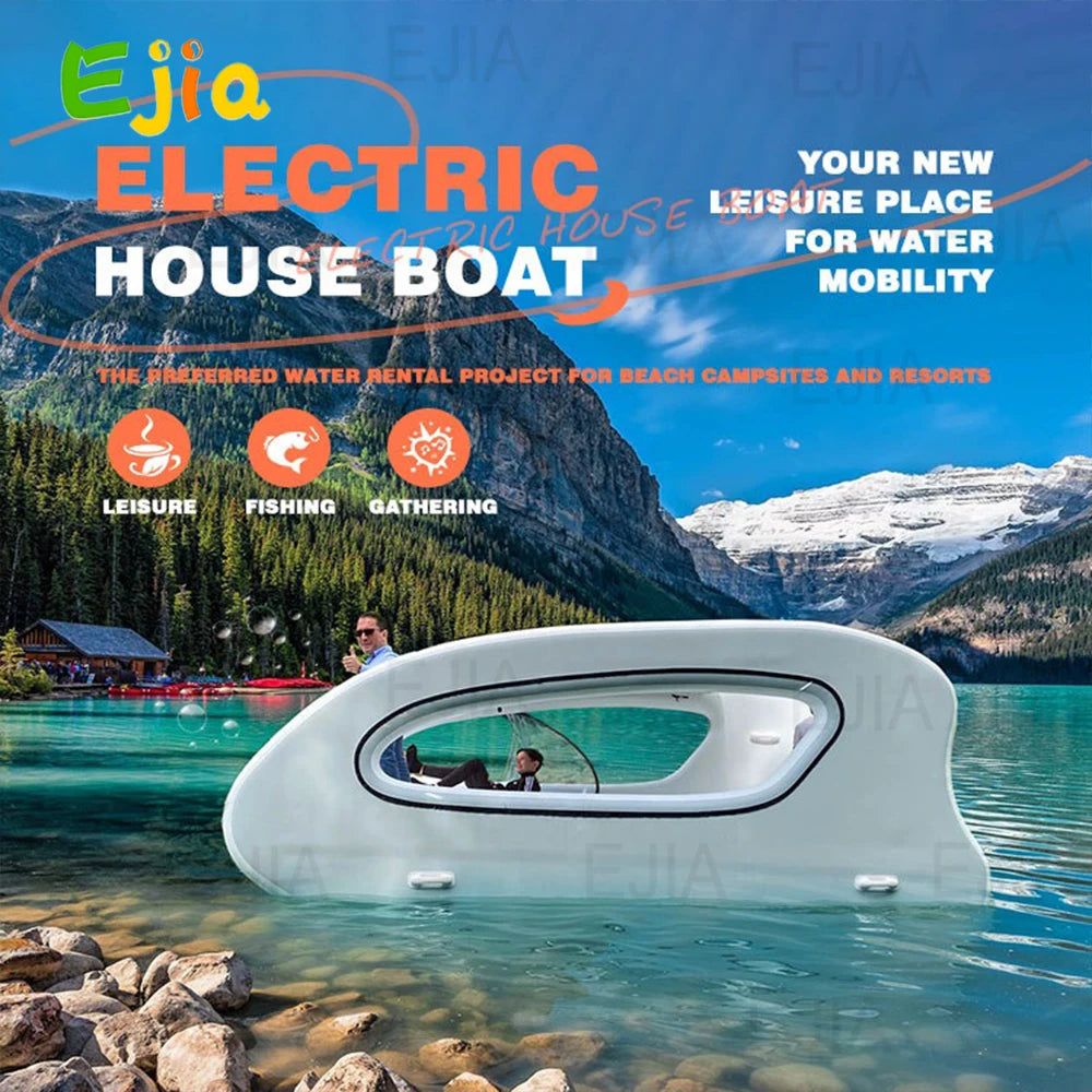 Beach Camp Portable Floating Water Platform Pontoon Houseboat All-Electric Solar Powered Boat Zero-Emission Pontoon Fishing Boat For Water
