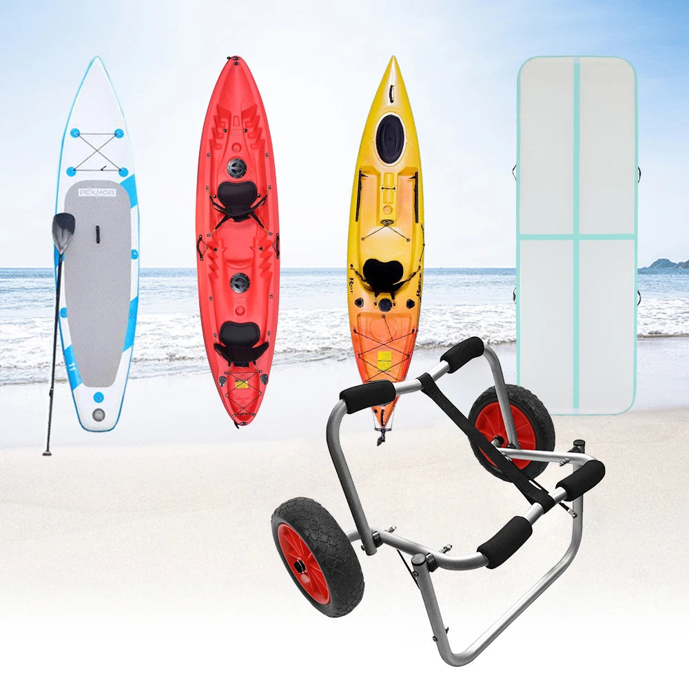 Beach Camp 175 lb. Loading Capacity Foldable Kayak Trolley Energy-saving Two-wheeled Carrier Cart for Kayak Canoe Boat