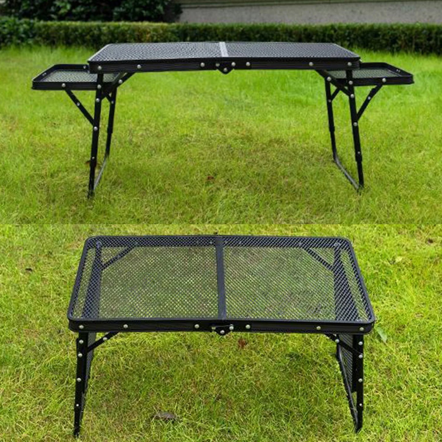 Beach Camp Camping Table Iron Mesh Folding Table Portable Outdoor Camping With Lifting Shelf Aluminium Alloy Dining Table