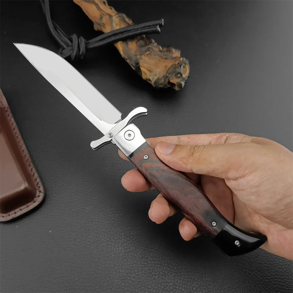 Beach Camp High Quality Folding Knife 440C Blade Wooden Handle Outdoor Hunting Camping Knives Tactical Pocket EDC Tool