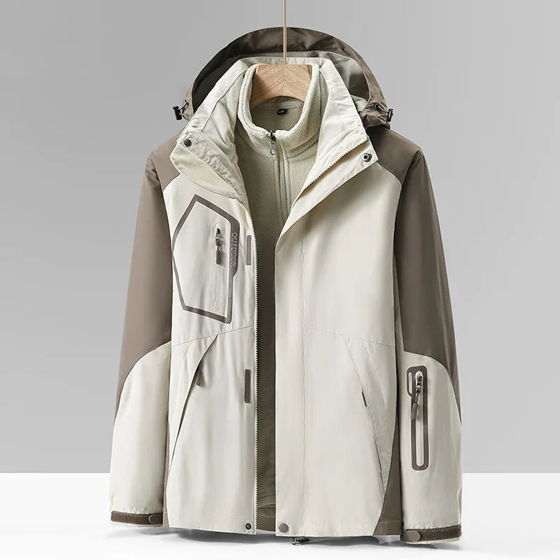 Beach Camp Sportwear Ski Camping Jacket Windbreak Waterproof Outdoor Coat Men Climbing Hiking Coats Winter 3 in 1 Fleece Lining Warm Jacket