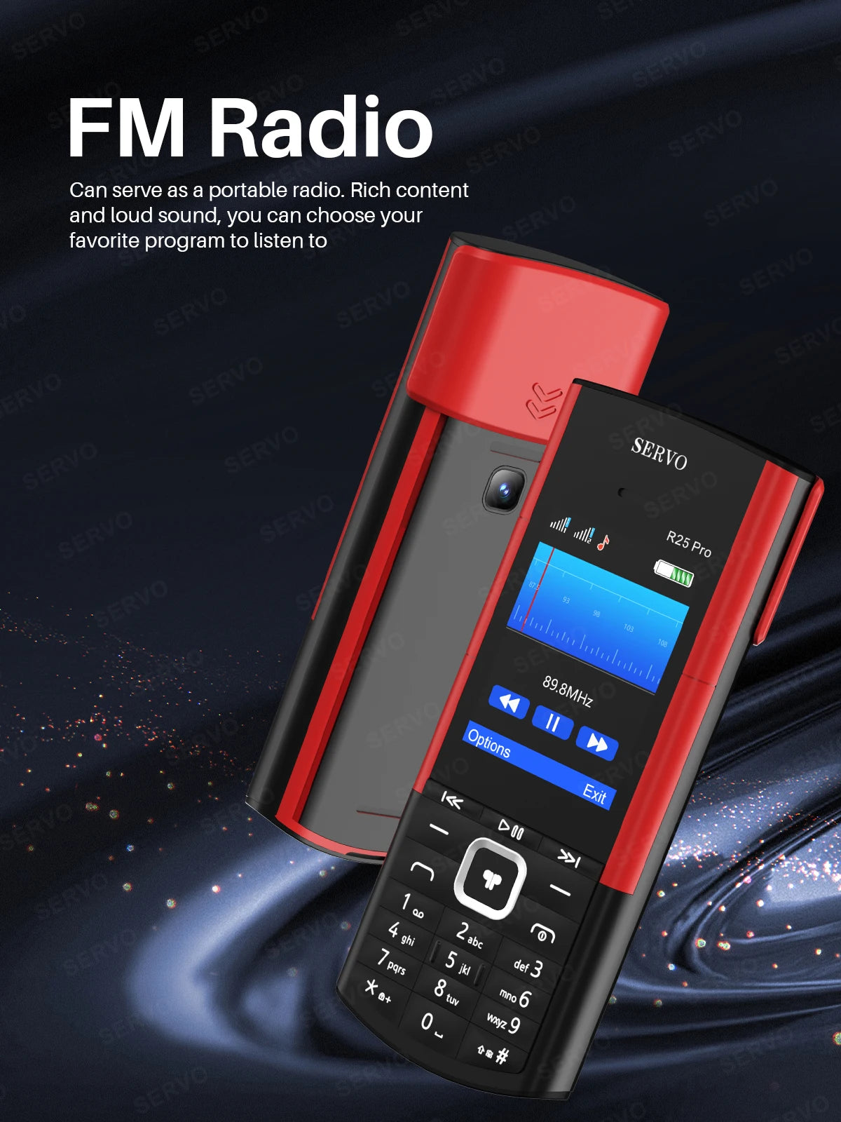 SERVO R25 PRO Button Mobile Phone Built-in TWS Earphones Dual SIM Standby Speed Dial Blacklist FM Radio 2G GSM Feature Cellphone