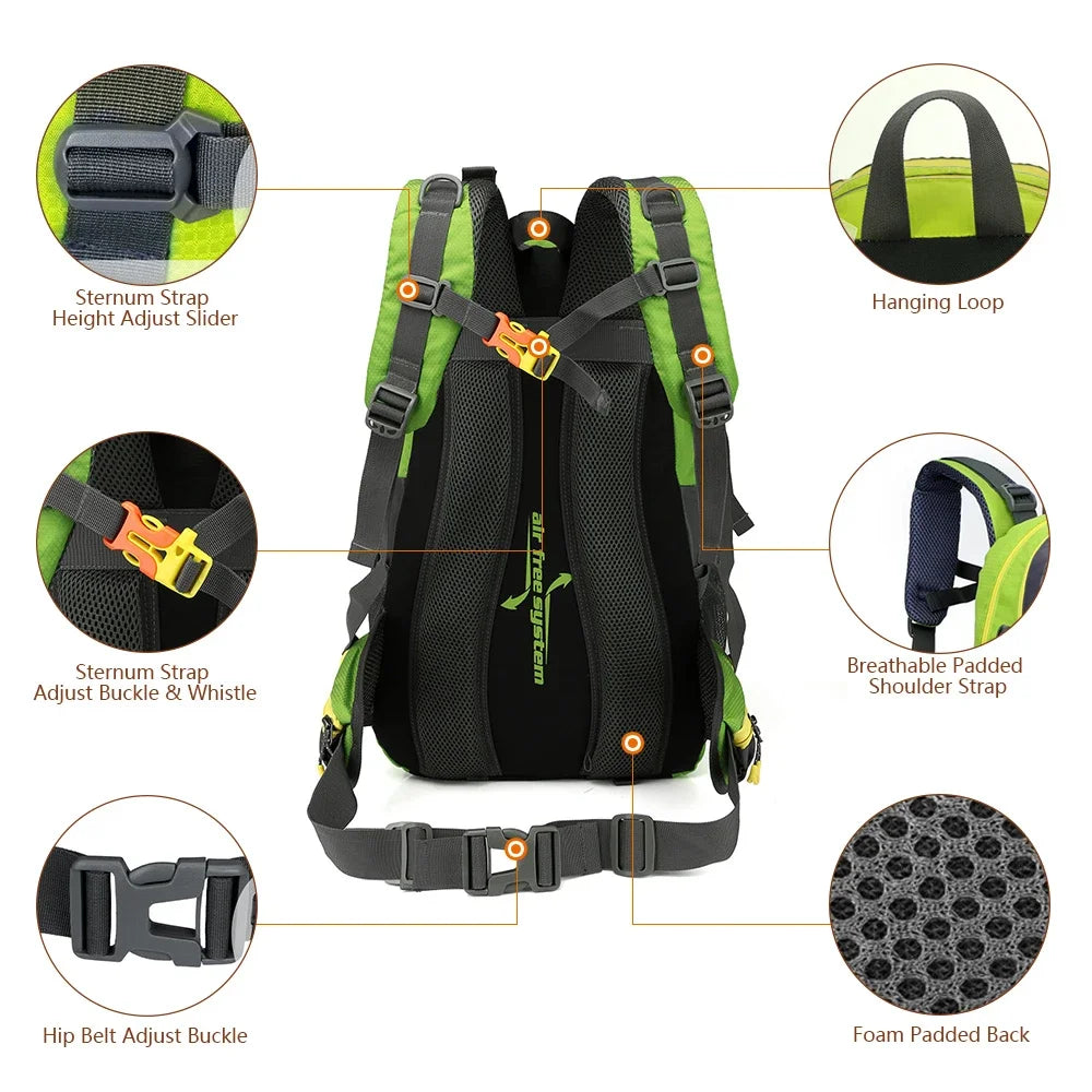 40L Hiking hiking backpack Waterproof traveling backpack Camping Hiking Laptop backpack Hiking supplies for men and women