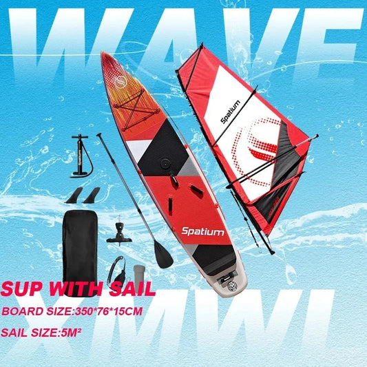 Beach Camp 2-in-1 Windsurf Sail with Sup Board Windsurfing for Smooth Sailing and Paddleboarding Inflatable Surfboard Sailing Kit