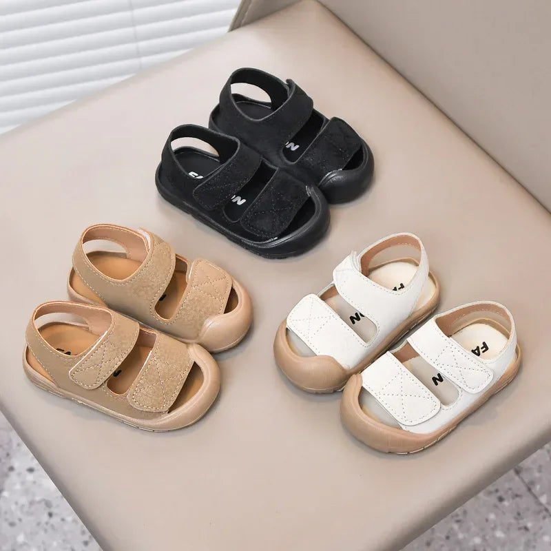Baby Beach Shoes Toes Capped Anti-kicked Toddler Kids Walking Shoes Non-slip Soft Sole 2025 Summer Boys Girls Sandals Versatile