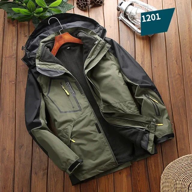 Beach Camp Sportwear Ski Camping Jacket Windbreak Waterproof Outdoor Coat Men Climbing Hiking Coats Winter 3 in 1 Fleece Lining Warm Jacket