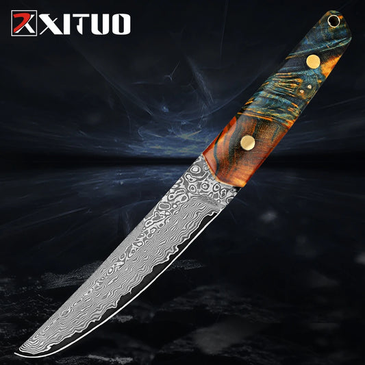 Beach Camp Handmade Damascus Kitchen Utility Knife