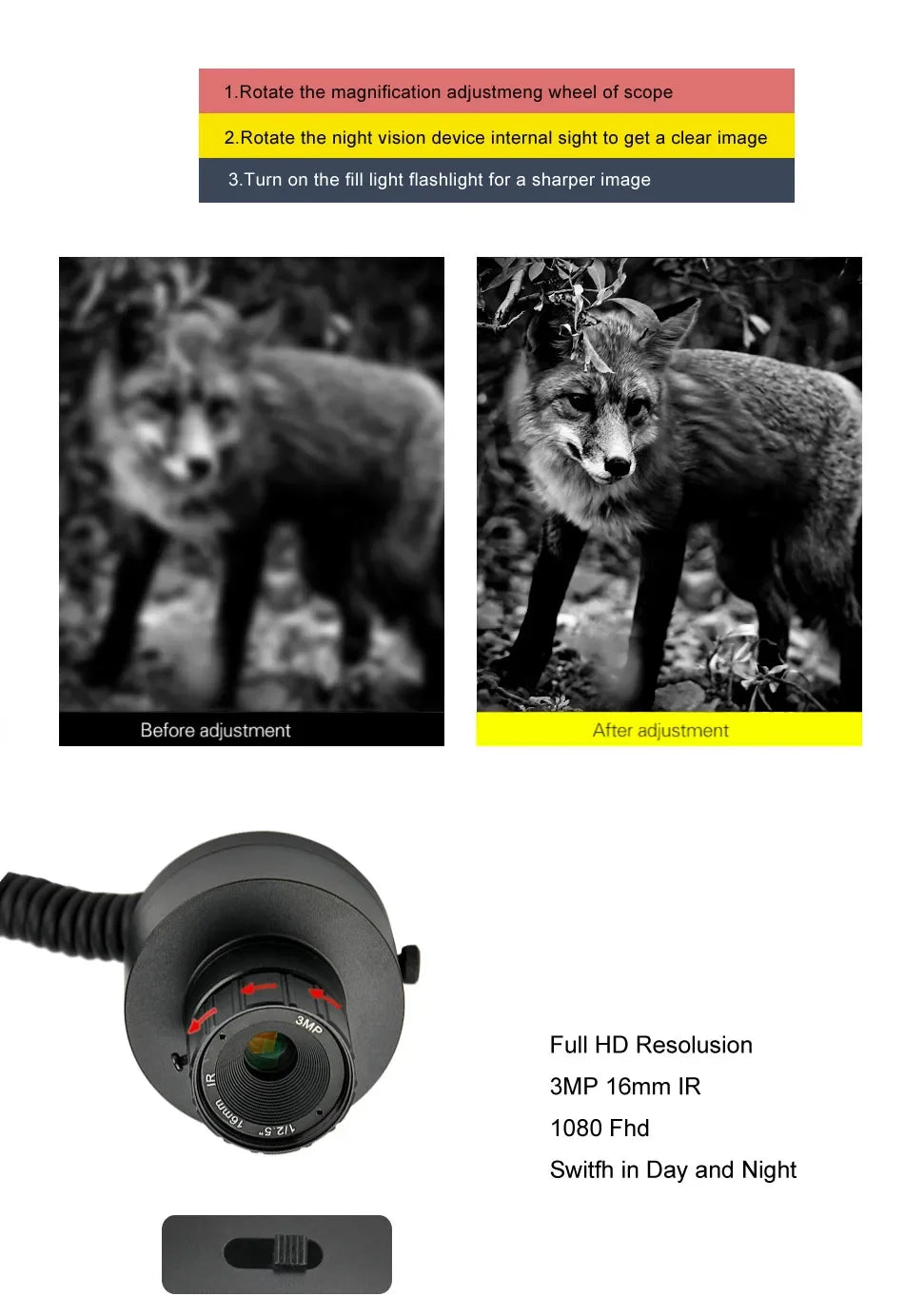 Beach Camp Night Vision Riflescope Hunting Scopes Optical Sight 850nm Infrared LED IR Waterproof Night Vision Hunting Camera