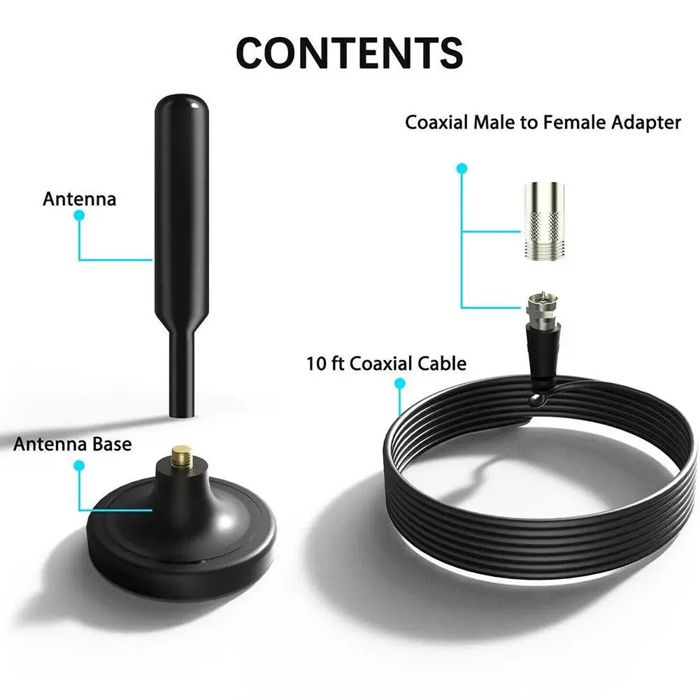 Beach Camp Portable TV Antenna 300cm Coax Cable Digital Receiving Antenna DVB-T DVB-T2 DAB Indoor Outdoor Digital HD Freeview Aerial
