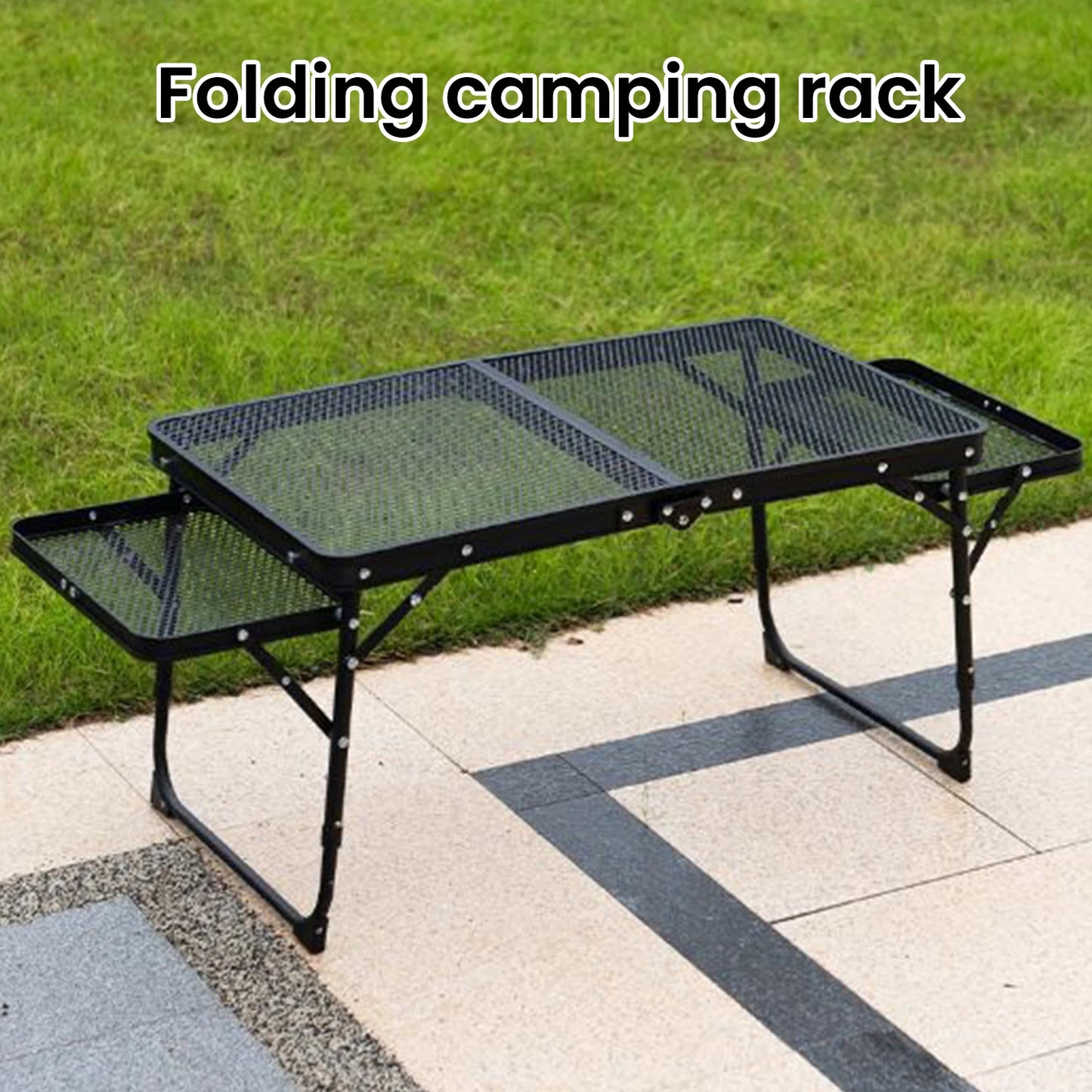 Beach Camp Camping Table Iron Mesh Folding Table Portable Outdoor Camping With Lifting Shelf Aluminium Alloy Dining Table