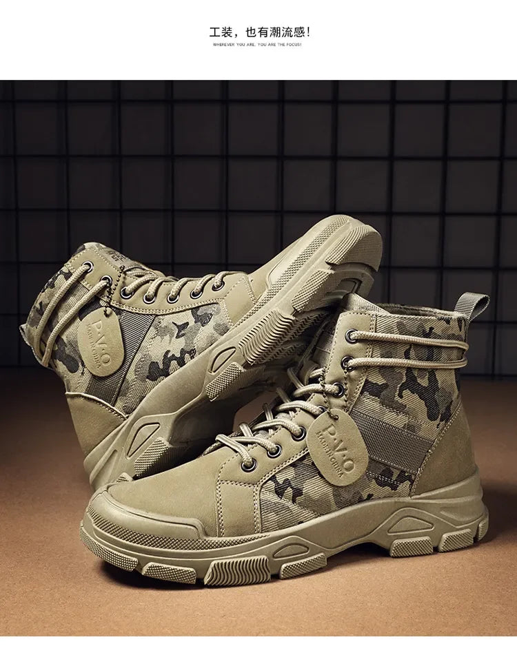 Beach Camp Camouflage Boots for Men Autumn Winter Platform Desert Boots Outdoor High-top Shoes Men Ankle Boots Buty Robocze Meskie
