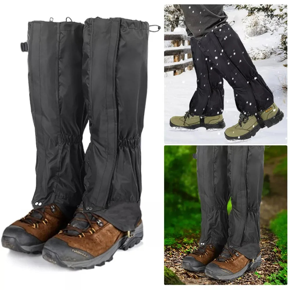 Beach Camp Waterproof Camping Hiking Leg Gaiters Breathable Zipper Snow Boot Gaiters Outdoor Black Walking Boot Gaters Mountain Climbing