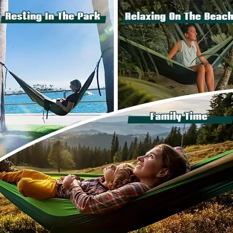 Beach Camp Camping Hammock Lightweight Portable Double Hammock with Tree Straps Camping Gear for Outside Hiking Beach Backpack Travel