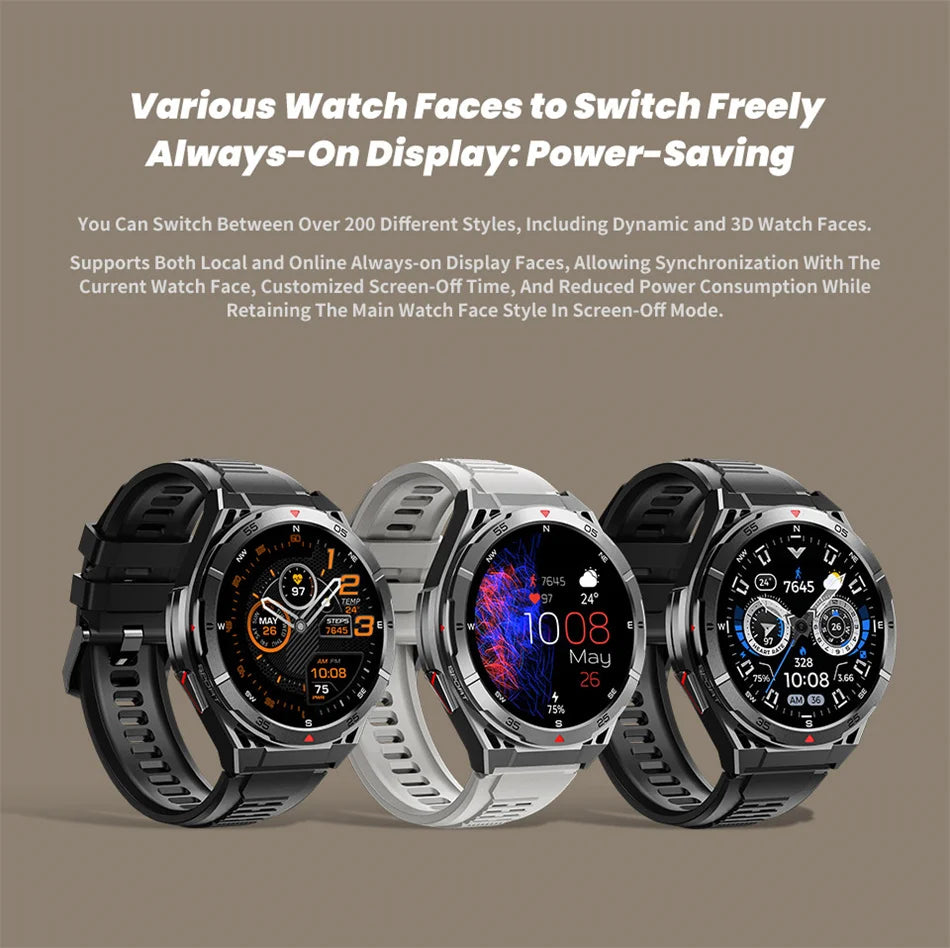 Beach Camp Swim Smartwatch Outdoor GPS Watch Sports Fitness Tracker Health Military Waterproof Watch BT5.3 Call Smart Watch for Android iOS
