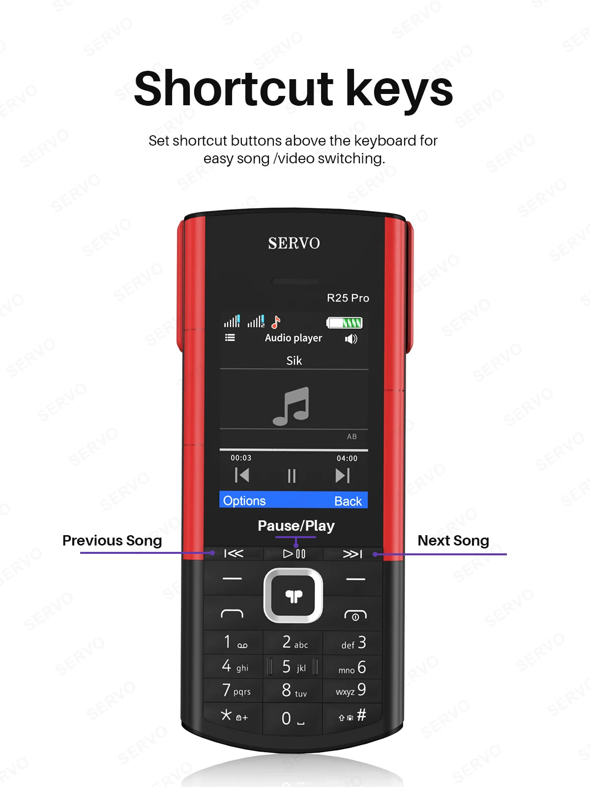 SERVO R25 PRO Button Mobile Phone Built-in TWS Earphones Dual SIM Standby Speed Dial Blacklist FM Radio 2G GSM Feature Cellphone