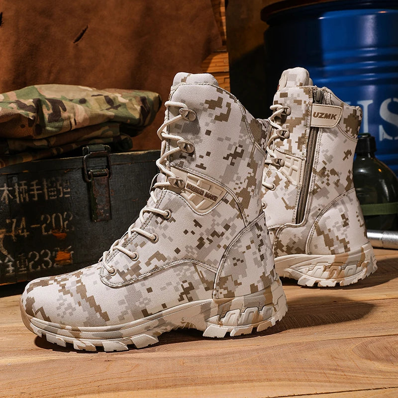 Men's Camouflage Tactical Boots Mountaineering Hiking Desert Waterproof Work Safety Shoes Ankle Boots Men's Outdoor Boots