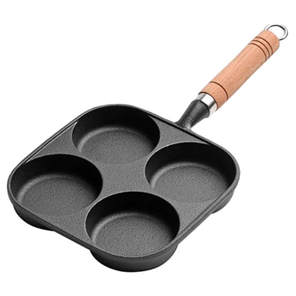 Beach Camp 7-3 Hole Non-Stick Kitchen Cooking Ham Pan Breakfast Maker Cookware Cast Iron Egg Pie Frying Pot Takoyaki Pan for Gas Stove
