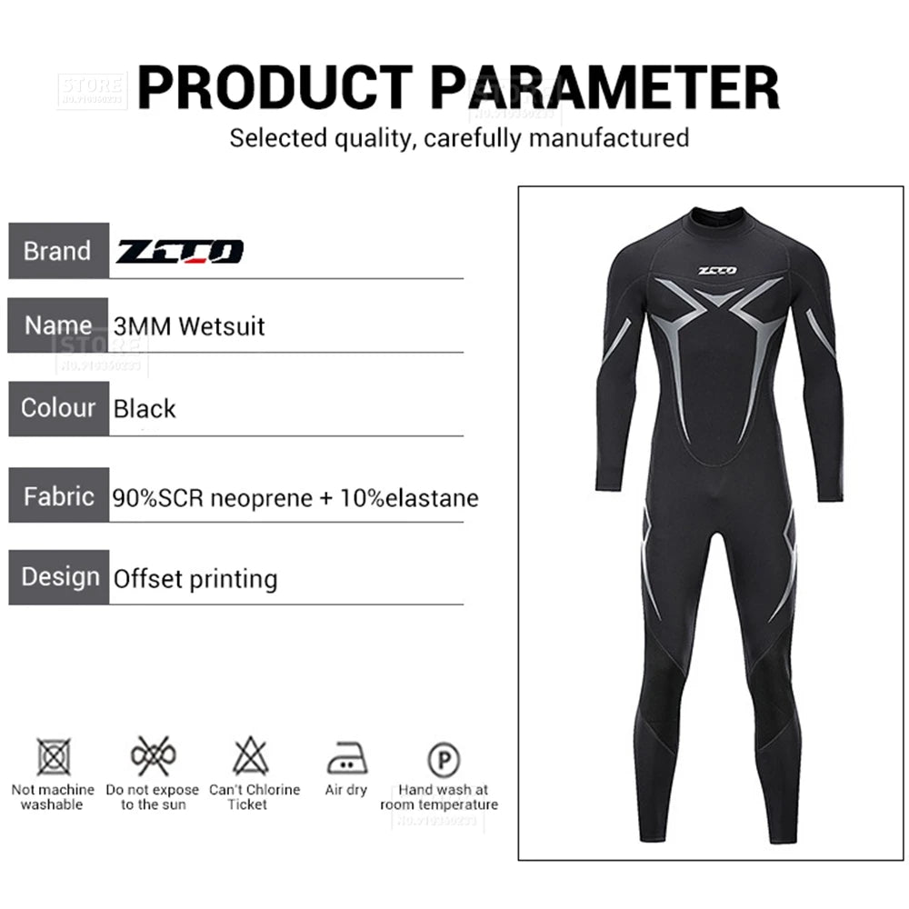 Beach Camp Men Wetsuit 3mm Neoprene Surfing Scuba Diving Snorkeling Swimming Body Suit Wet Suit Surf Kitesurf  Clothes Equipment